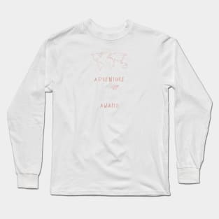 Adventure Awaits Map - Rosegold Long Sleeve T-Shirt